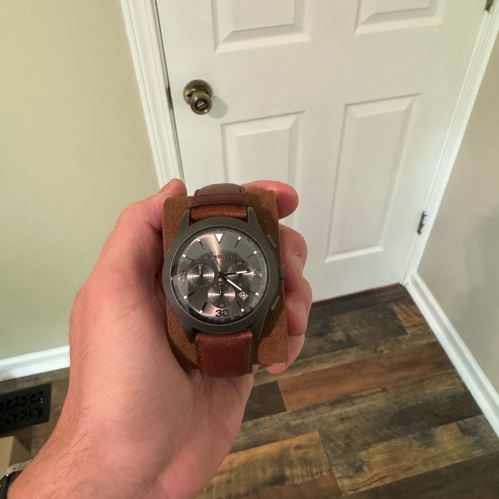 Michael Kors Silver Dial with Brown Leather Watch
